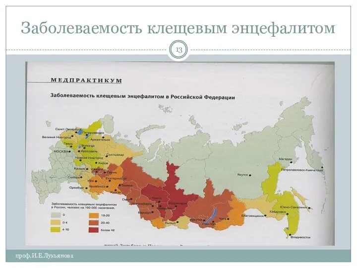 Заболеваемость клещевым энцефалитом проф.И.Е.Лукьянова