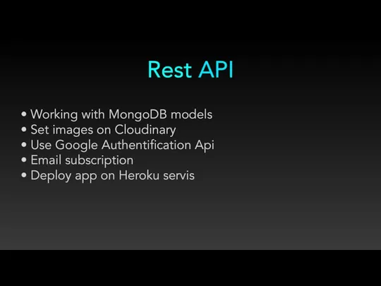 Rest API • Working with MongoDB models • Set images on