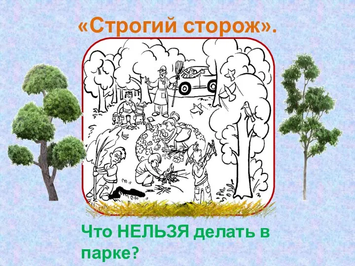 «Строгий сторож». Что НЕЛЬЗЯ делать в парке?