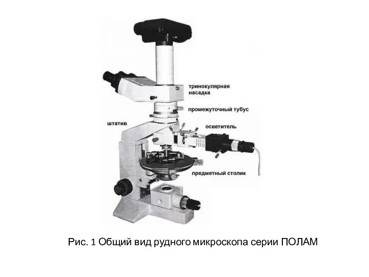 Рис. 1 Общий вид рудного микроскопа серии ПОЛАМ