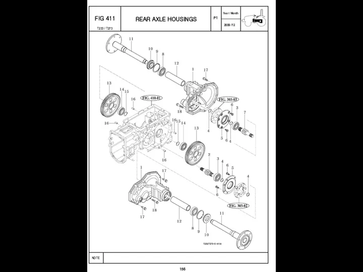 P1 FIG 411 REAR AXLE HOUSINGS 156