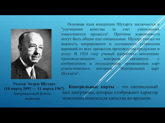 Уолтер Эндрю Шухарт (18 марта 1891 — 11 марта 1967) Американский