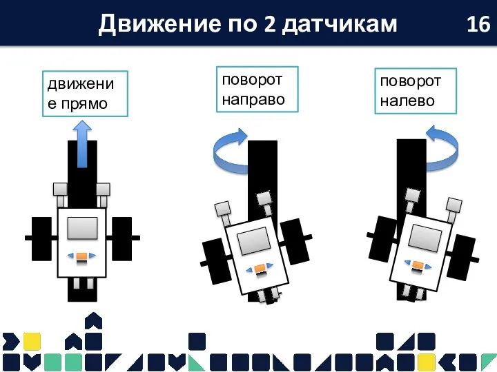 Движение по 2 датчикам поворот направо поворот налево движение прямо 16