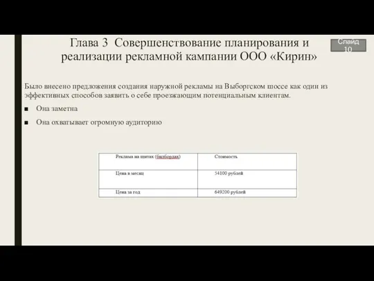 Глава 3 Совершенствование планирования и реализации рекламной кампании ООО «Кирин» Было