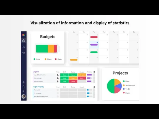 Visualization of information and display of statistics