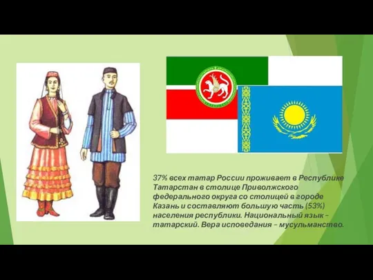 37% всех татар России проживает в Республике Татарстан в столице Приволжского