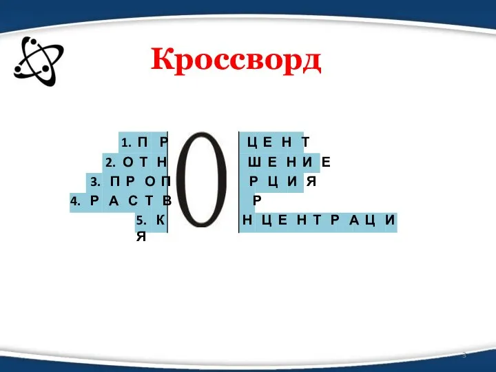 Кроссворд 1. П Р Ц Е Н Т 2. О Т