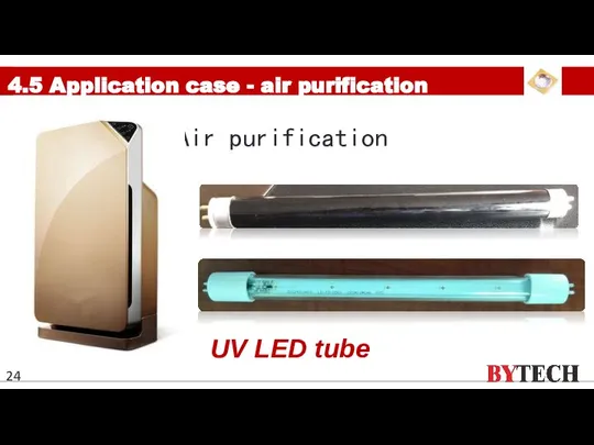 4.5 Application case - air purification UV LED tube Air purification 24