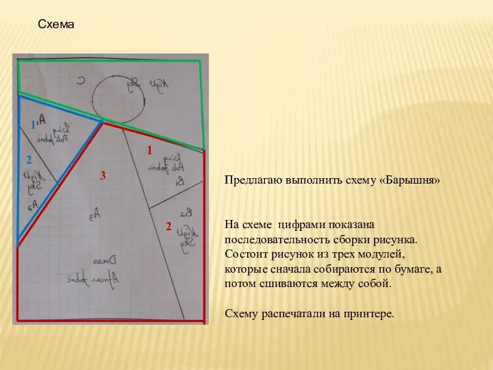 Схема Предлагаю выполнить схему «Барышня» На схеме цифрами показана последовательность сборки