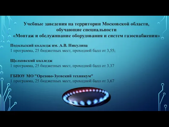 Учебные заведения на территории Московской области, обучающие специальности «Монтаж и обслуживание