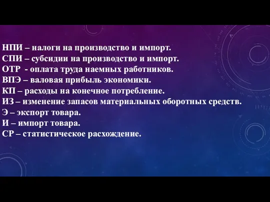 НПИ – налоги на производство и импорт. СПИ – субсидии на