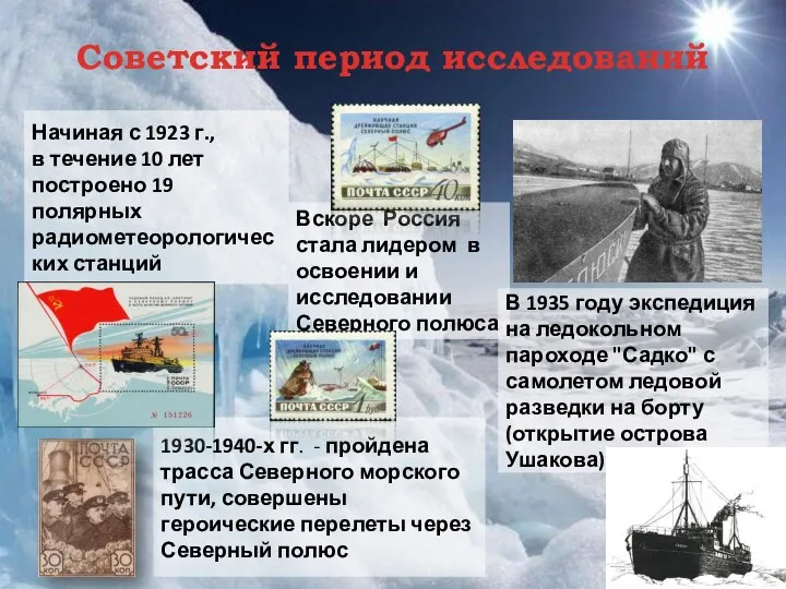 Вскоре Россия стала лидером в освоении и исследовании Северного полюса Советский