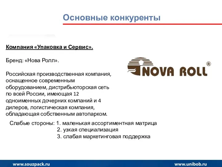 Компания «Упаковка и Сервис». Бренд: «Нова Ролл». Российская производственная компания, оснащенное