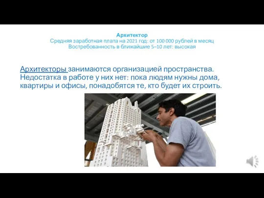 Архитектор Средняя заработная плата на 2021 год: от 100 000 рублей