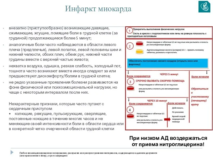 Инфаркт миокарда внезапно (приступообразно) возникающие давящие, сжимающие, жгущие, ломящие боли в