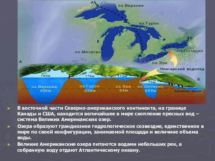 В восточной части Северно-американского континента, на границе Канады и США, находится