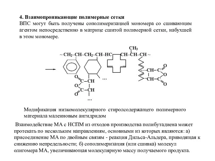 4. Взаимопроникающие полимерные сетки ВПС могут быть получены сополимеризацией мономера со