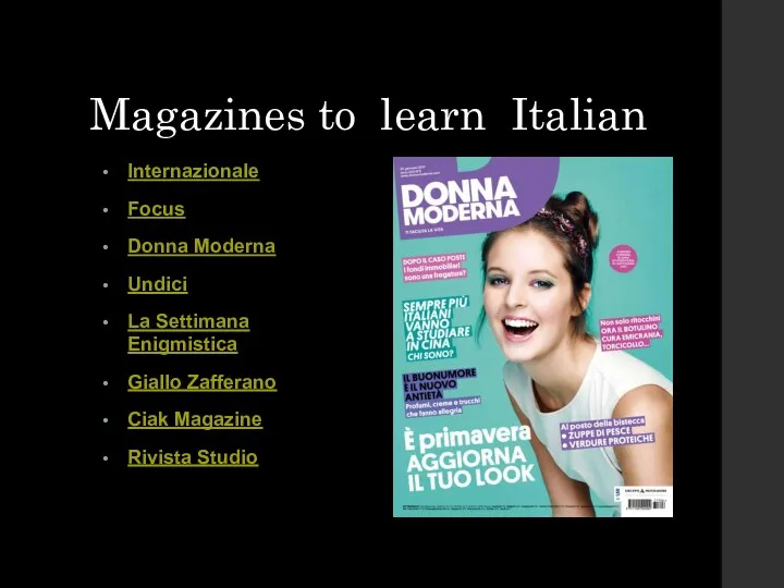 Magazines to learn Italian Internazionale Focus Donna Moderna Undici La Settimana