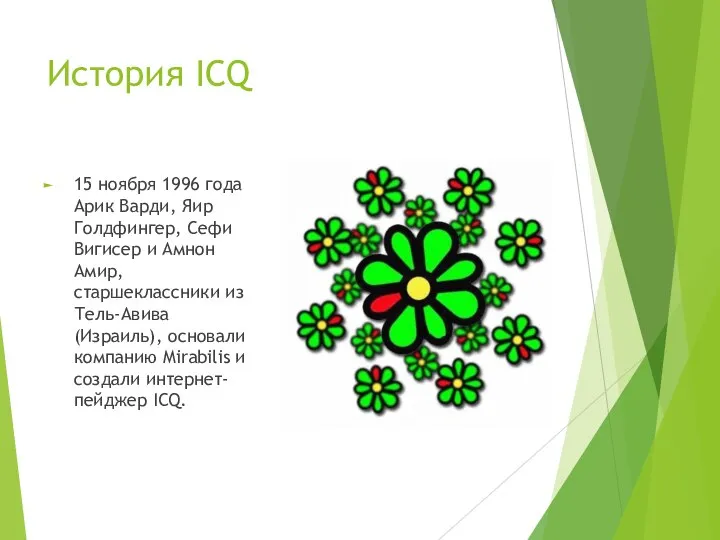 История ICQ 15 ноября 1996 года Арик Варди, Яир Голдфингер, Сефи