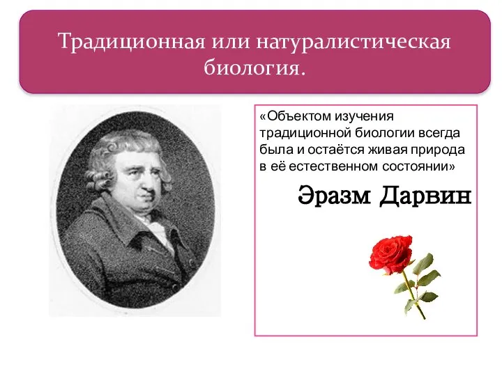 Традиционная или натуралистическая биология. «Объектом изучения традиционной биологии всегда была и