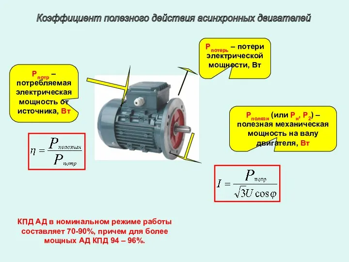 Pпотр – потребляемая электрическая мощность от источника, Вт Pпотерь – потери