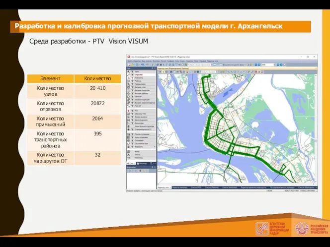 Разработка и калибровка прогнозной транспортной модели г. Архангельск Среда разработки - PTV Vision VISUM