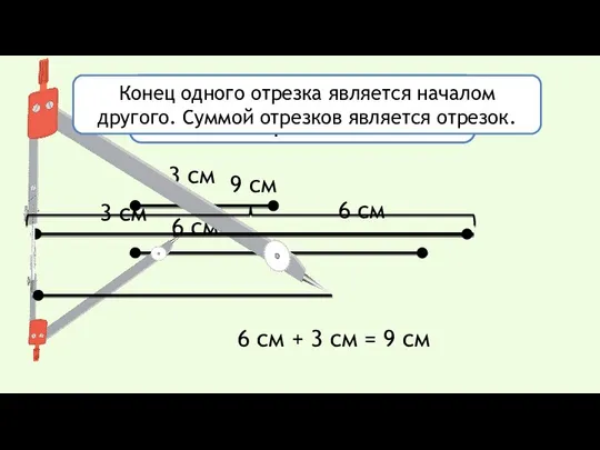 Начертите два отрезка длиной 3 см и 6 см. 3 см