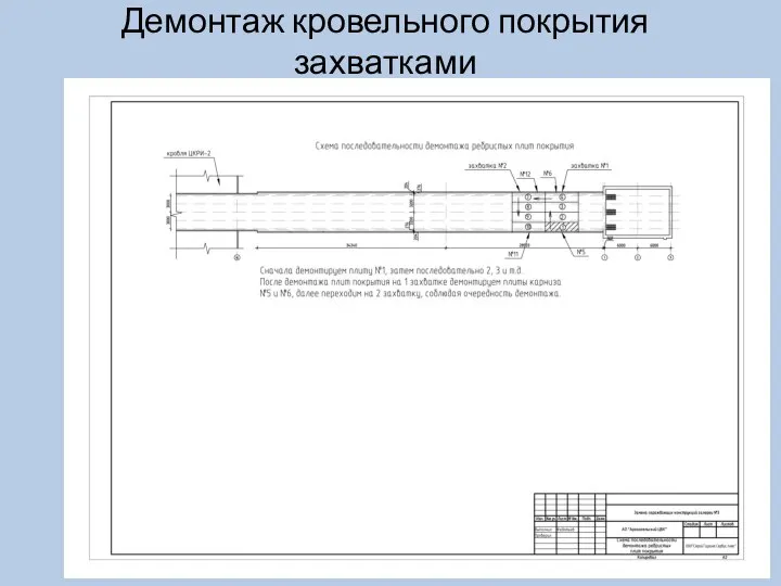 Демонтаж кровельного покрытия захватками