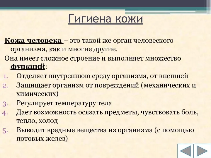 Гигиена кожи Кожа человека – это такой же орган человеского организма,