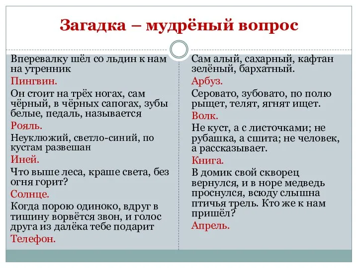 Загадка – мудрёный вопрос Вперевалку шёл со льдин к нам на