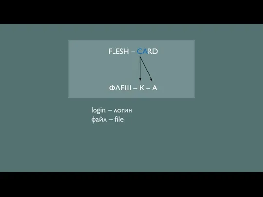 FLESH – CARD ФЛЕШ – К – А login – логин файл – file
