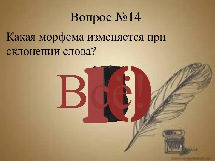 Вопрос №14 Всё! Какая морфема изменяется при склонении слова?