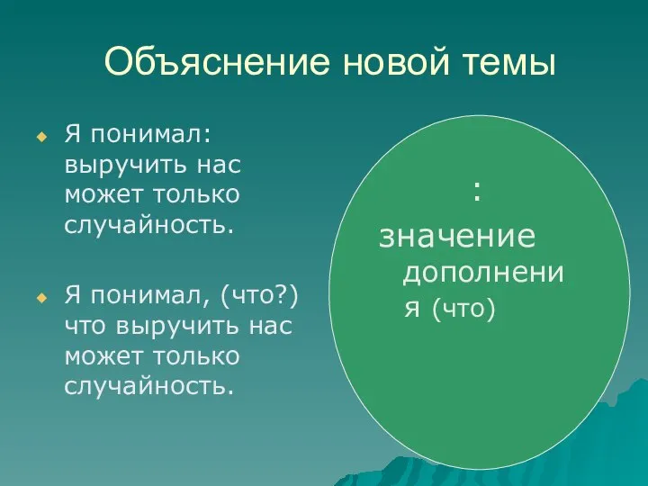 Объяснение новой темы Я понимал: выручить нас может только случайность. Я