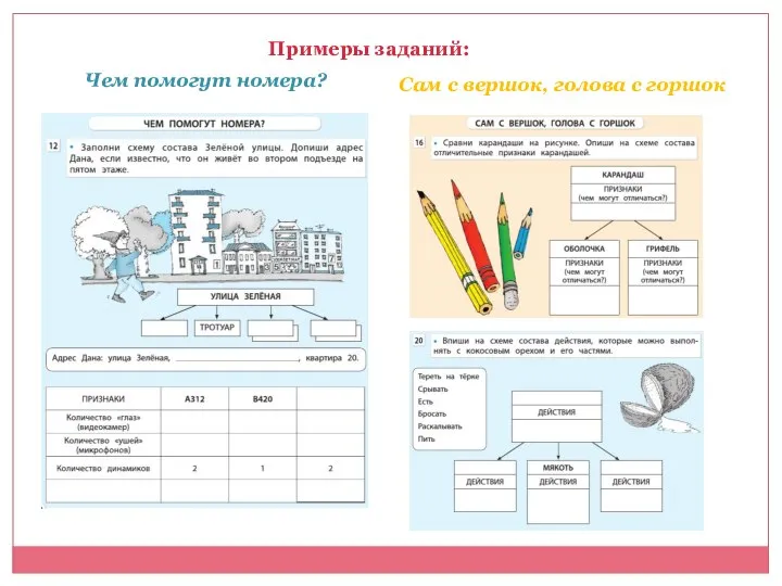Чем помогут номера? Сам с вершок, голова с горшок Примеры заданий: