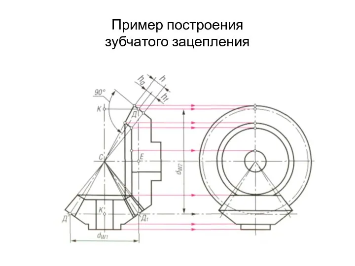 Пример построения зубчатого зацепления