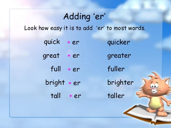 quick quicker Adding ‘er’ + er great + er greater full