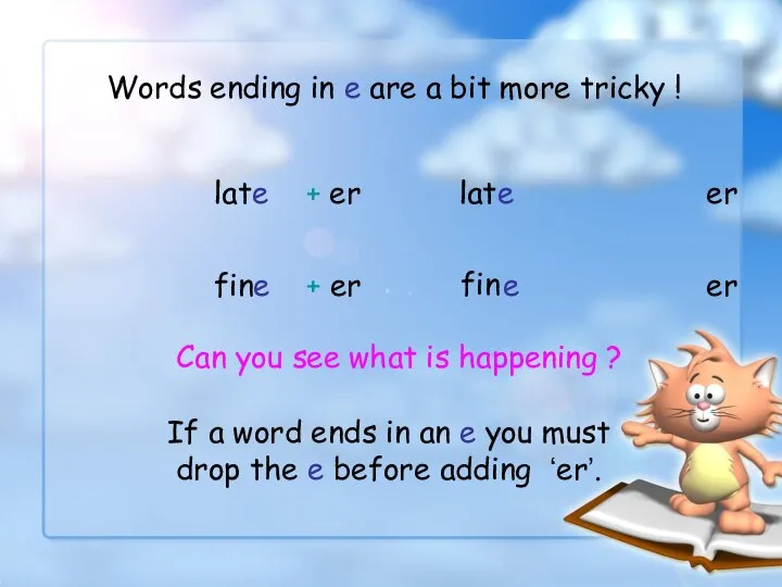 Words ending in e are a bit more tricky ! late