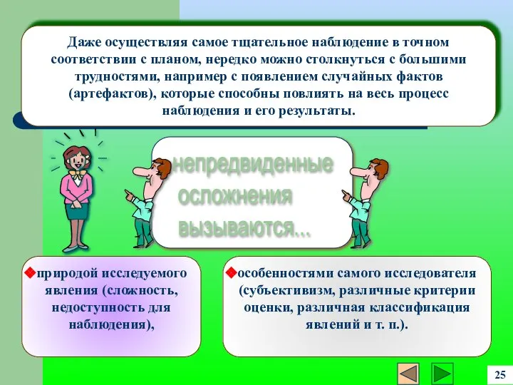 природой исследуемого явления (сложность, недоступность для наблюдения), особенностями самого исследователя (субъективизм,