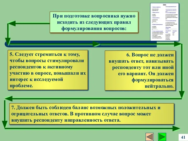 5. Следует стремиться к тому, чтобы вопросы стимулировали респондентов к активному