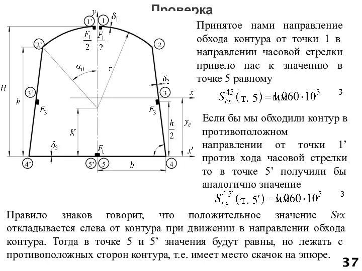 Проверка Принятое нами направление обхода контура от точки 1 в направлении