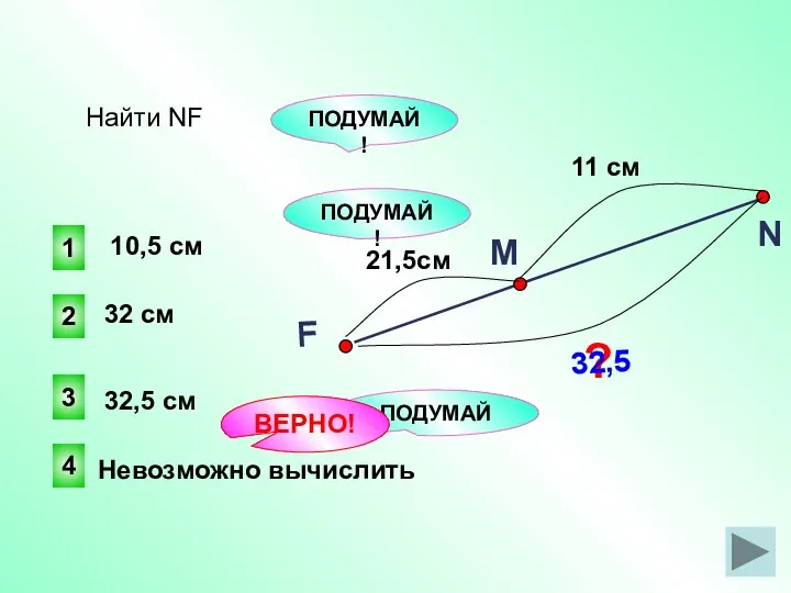 Найти NF N F М 11 см 21,5см ? 10,5 см