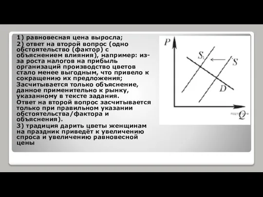 1) равновесная цена выросла; 2) ответ на второй вопрос (одно обстоятельство