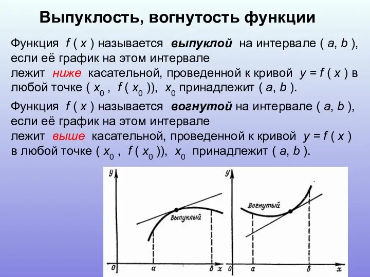 Функция f ( x ) называется выпуклой на интервале ( a,