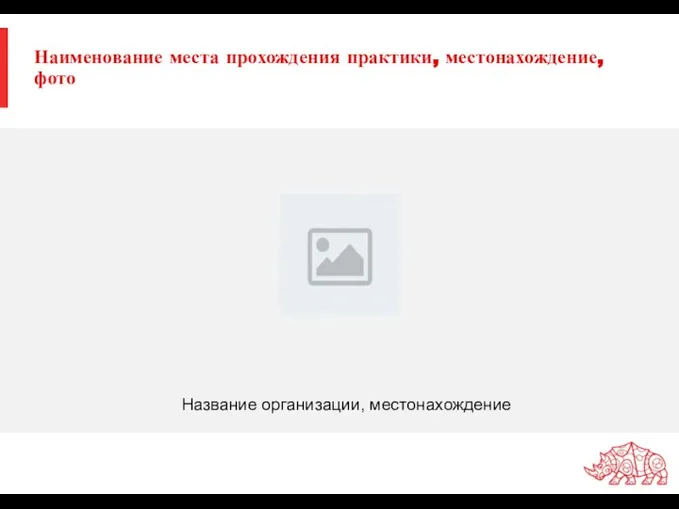 Наименование места прохождения практики, местонахождение, фото Название организации, местонахождение