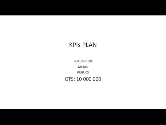 KPIs PLAN INFLUENCERS MEDIA PUBLICS OTS: 10 000 000