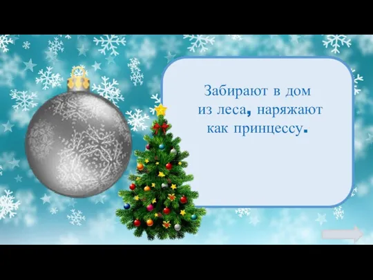 Забирают в дом из леса, наряжают как принцессу.