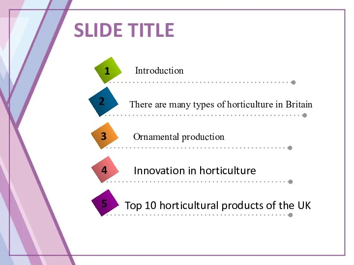 SLIDE TITLE There are many types of horticulture in Britain