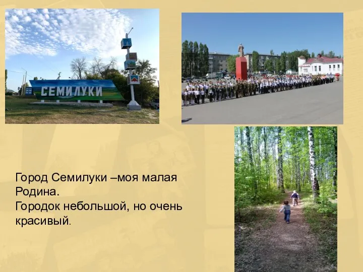 Город Семилуки –моя малая Родина. Городок небольшой, но очень красивый.