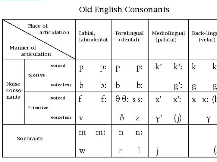 The System of Consonants in Old English