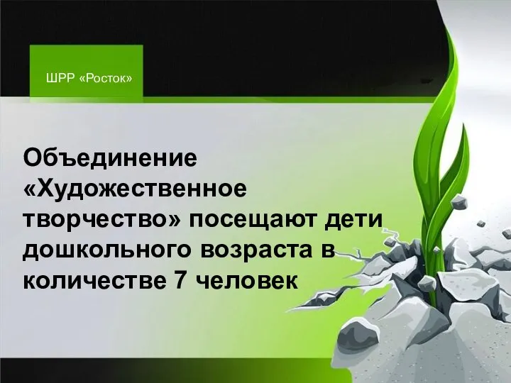 ШРР «Росток» Объединение «Художественное творчество» посещают дети дошкольного возраста в количестве 7 человек